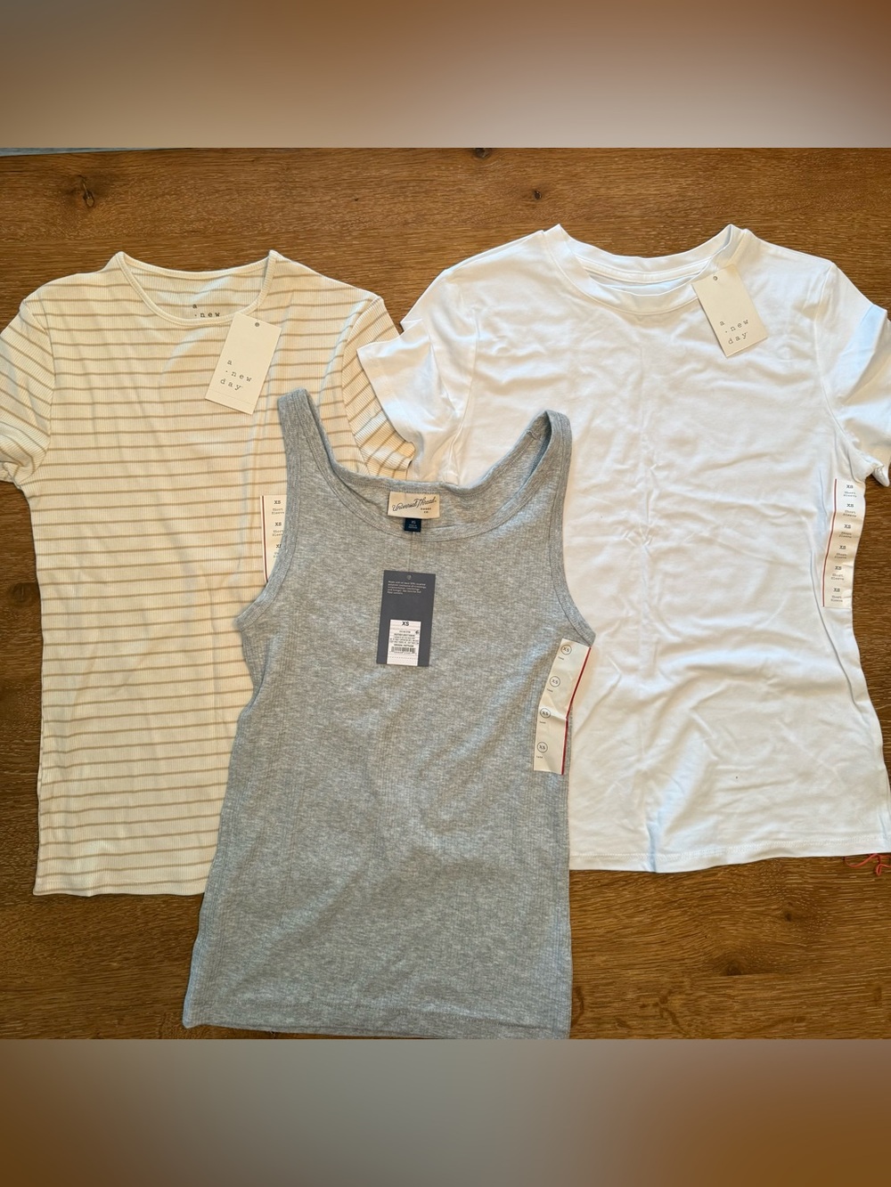 Women's Short Sleeve Tee & Tank Trio - Gray, White, Cream - (Brand)